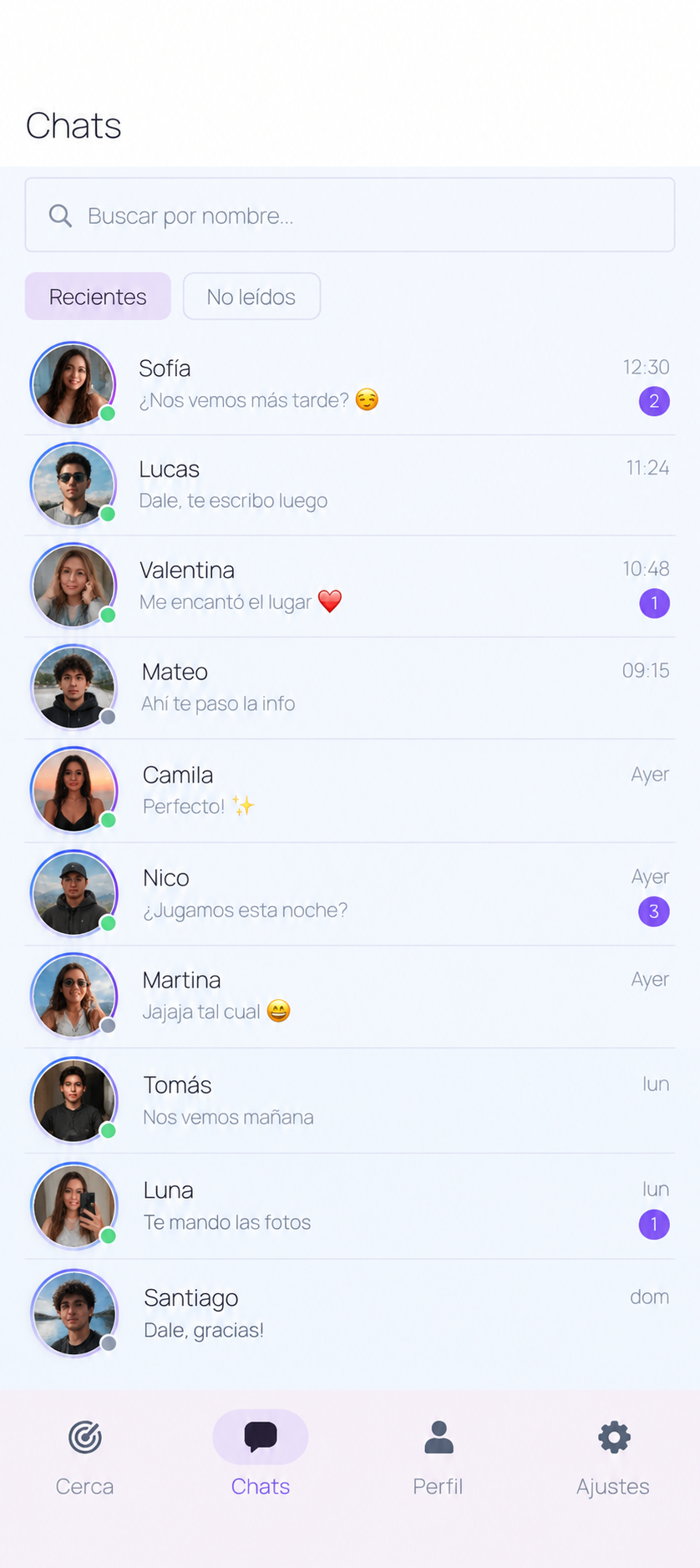 Lista de chats de Xavoo